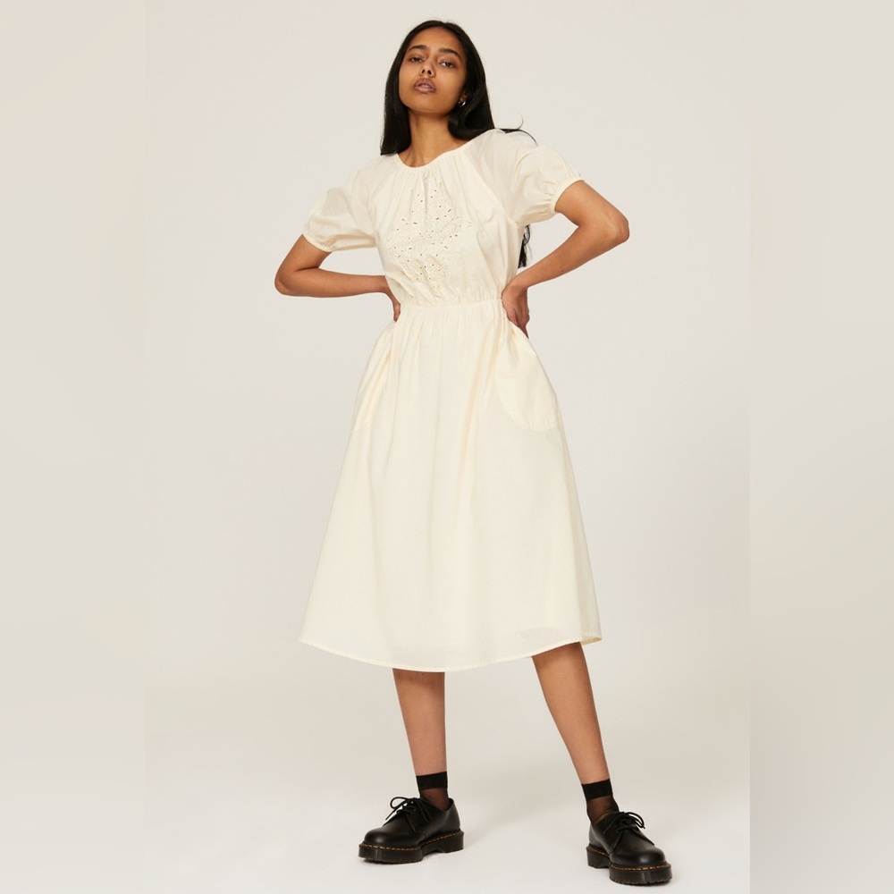 Pamela Love X RTR Cream Embroidered Midi Dress Cream Small & Large